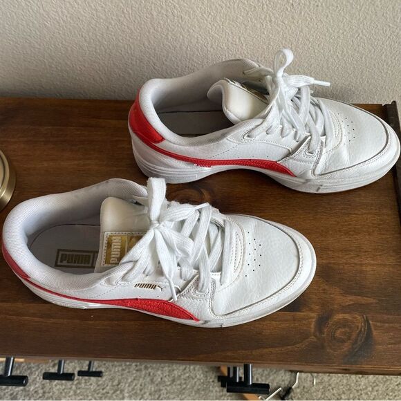 White and red puma mens sneakers size 8 - Picture 1 of 8